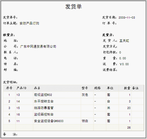 发货单打印明细设置